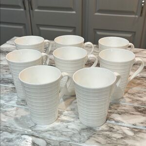 Mikasa Bone China Swirl White Ribbed Mug Set of 8